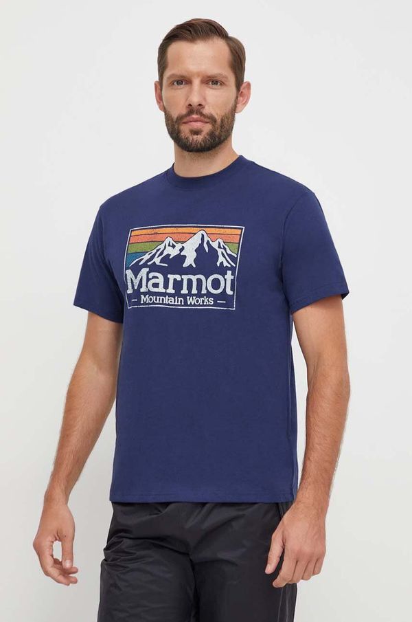 Marmot Sportska majica kratkih rukava Marmot MMW Gradient boja: tamno plava, s tiskom