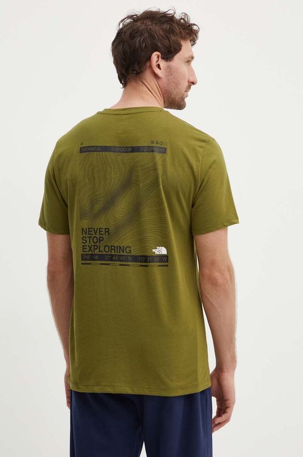 The North Face Sportska majica kratkih rukava The North Face Foundation Mountain Lines boja: zelena, s tiskom, NF0A8830PIB1