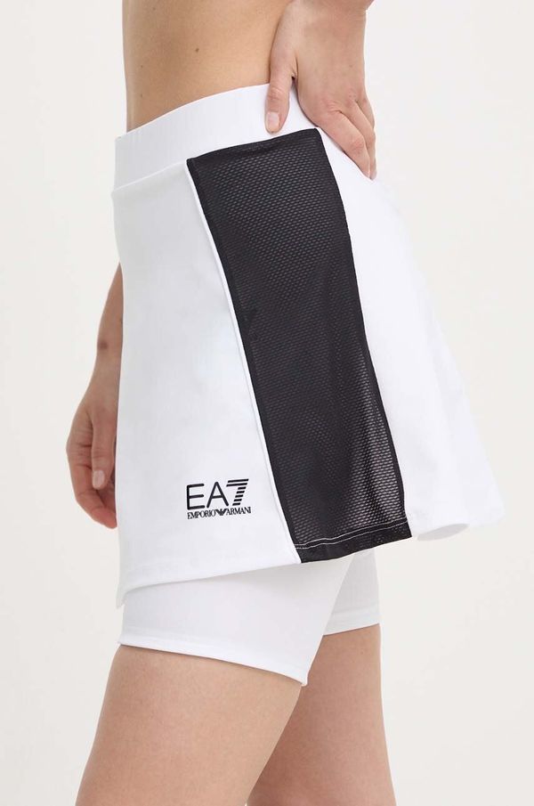EA7 Emporio Armani Sportska suknja EA7 Emporio Armani boja: bijela, mini, širi se prema dolje