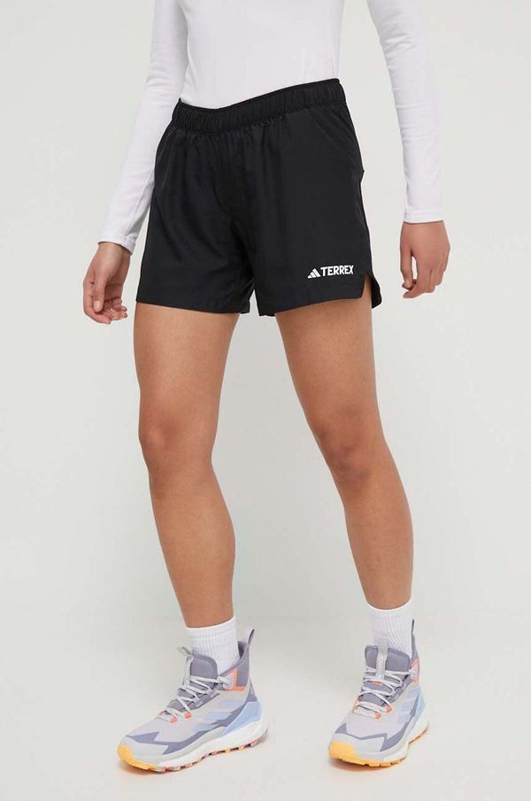 adidas TERREX Sportske kratke hlače adidas TERREX Multi za žene, boja: crna, bez uzorka, srednje visoki struk HZ6284