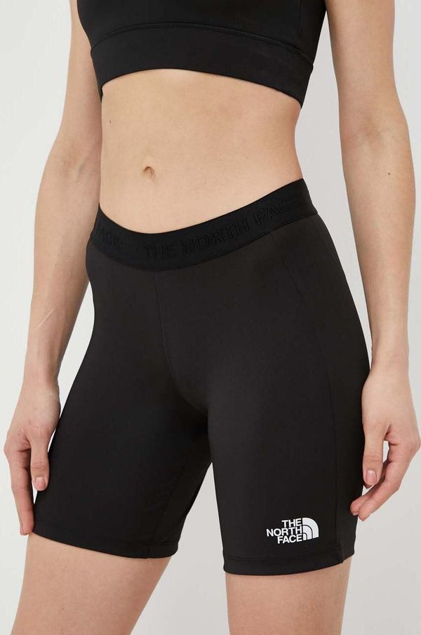 The North Face Sportske kratke hlače The North Face Mountain Athletics za žene, boja: crna, s tiskom, visoki struk