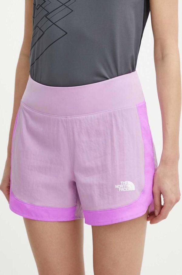 The North Face Sportske kratke hlače The North Face Sunriser za žene, boja: ljubičasta, s uzorkom, visoki struk, NF0A88SETOW1