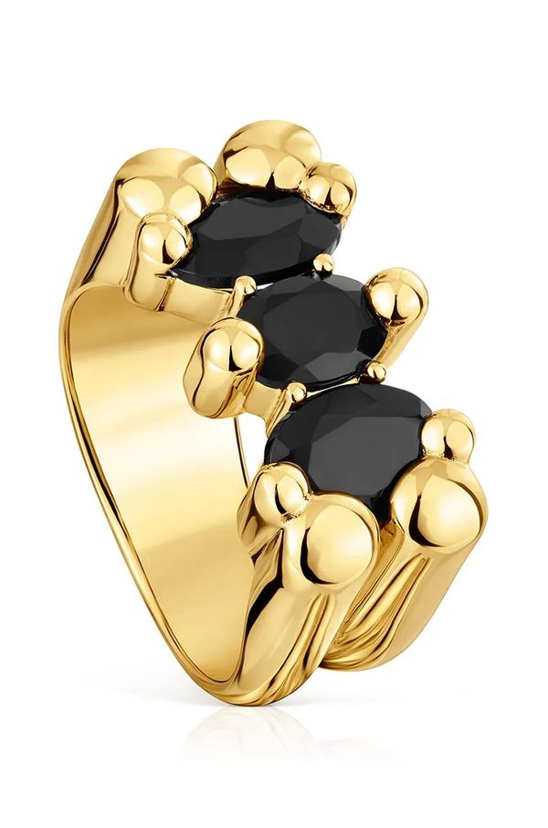 Tous Srebrni prsten pokriven zlatom Tous 12 Bold Bear Gem 1004228212