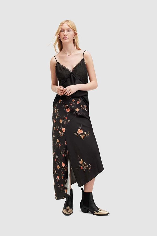 AllSaints Suknja AllSaints LUISA boja: crna, midi, širi se prema dolje