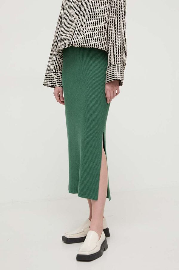 By Malene Birger Suknja By Malene Birger boja: zelena, midi, ravna