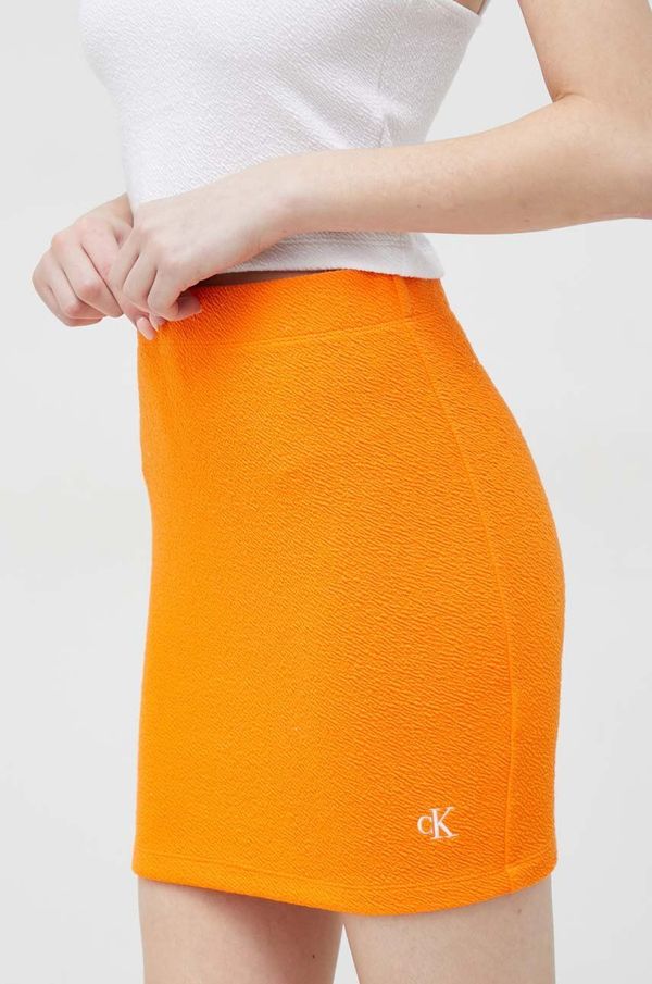 Calvin Klein Jeans Suknja Calvin Klein Jeans boja: narančasta, mini, pencil