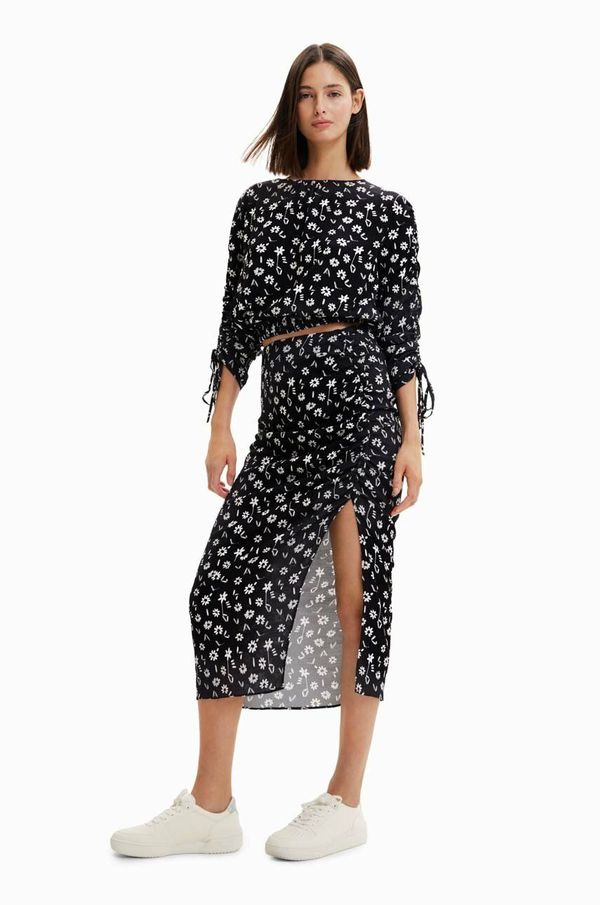 Desigual Suknja Desigual boja: crna, midi, ravna