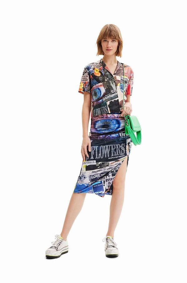 Desigual Suknja Desigual boja: crna, midi, ravna