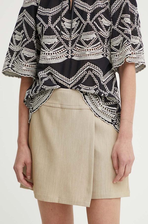 Bruuns Bazaar Suknja - hlače Bruuns Bazaar CindySusBBElica skirt/shorts boja: bež, bez uzorka, visoki struk, BBW4024