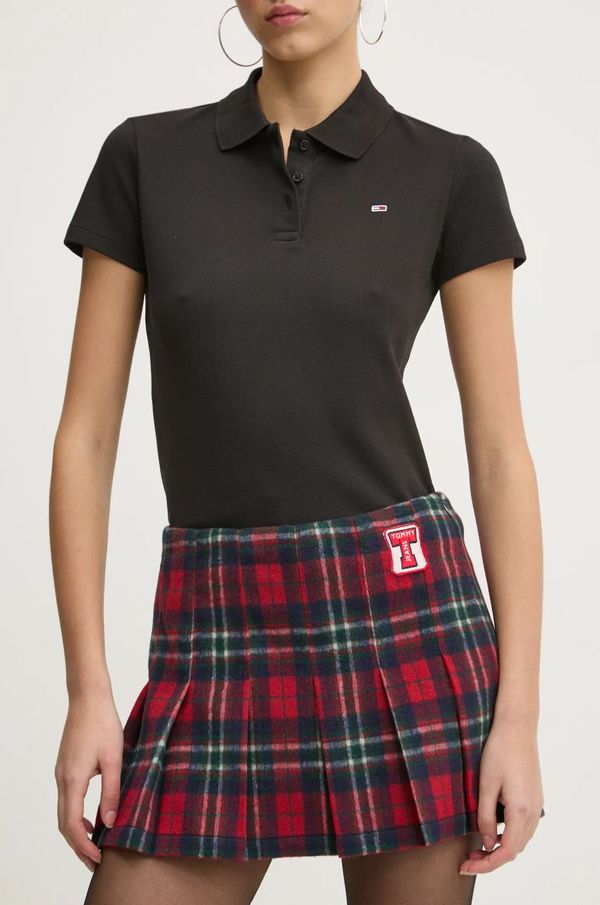 Tommy Jeans Suknja s primjesom vune Tommy Jeans boja: tamno plava, mini, širi se prema dolje, DW0DW21249