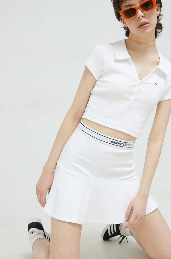 Tommy Jeans Suknja Tommy Jeans boja: bijela, mini, širi se prema dolje