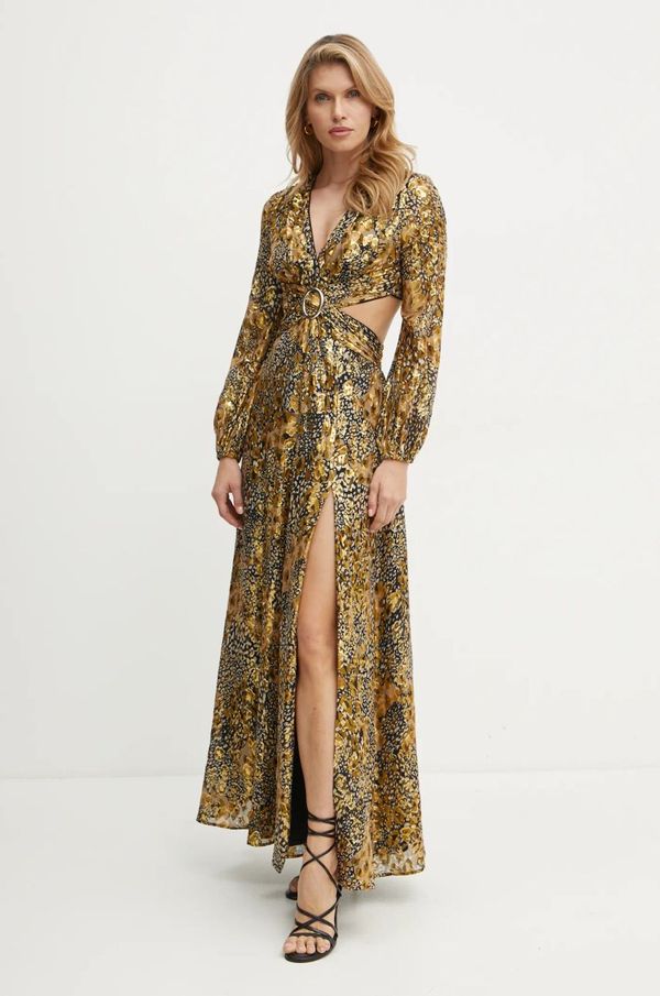 Marciano Guess Svilena haljina Marciano Guess LEOPARD boja: zlatna, maxi, širi se prema dolje, 4BGK79 7219A