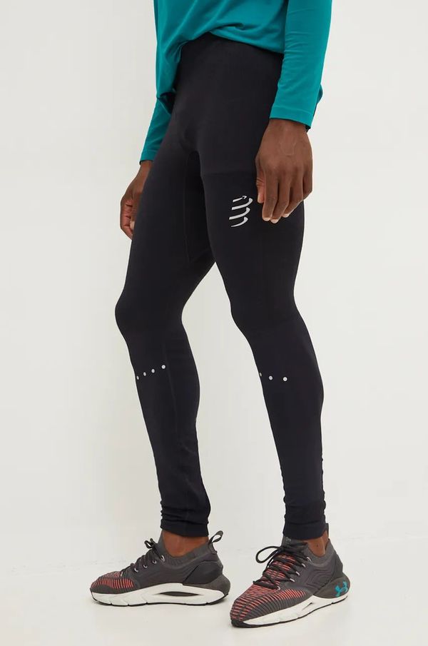 Compressport Tajice za trčanje Compressport Winter Running boja: crna, bez uzorka, ATIM3249