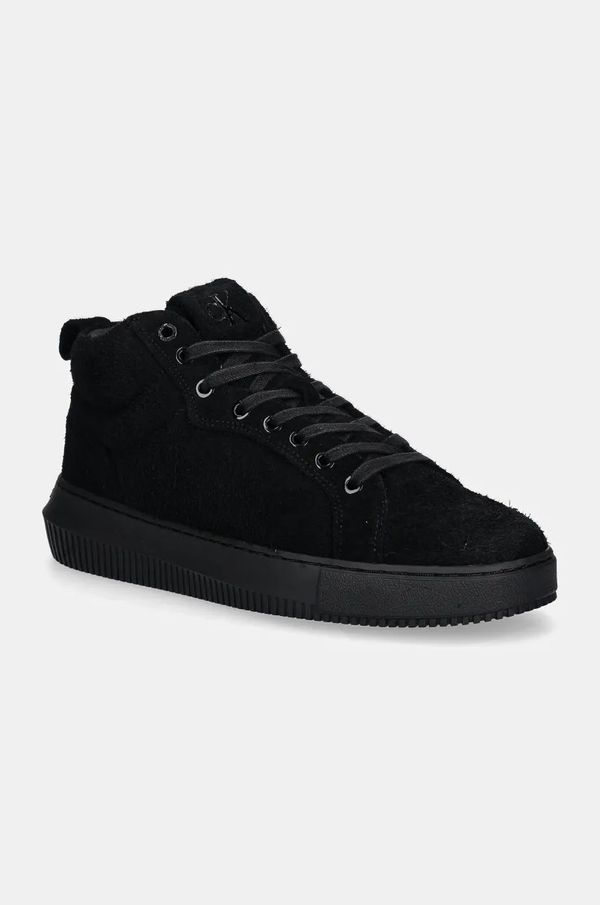 Calvin Klein Jeans Tenisice od brušene kože Calvin Klein Jeans CHUNKY CUPSOLE HIGH SUEDE boja: crna, YM0YM01128