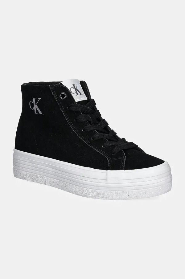 Calvin Klein Jeans Tenisice od brušene kože Calvin Klein Jeans VULC FLATFORM LACEUP MID MG S boja: crna, YW0YW01584