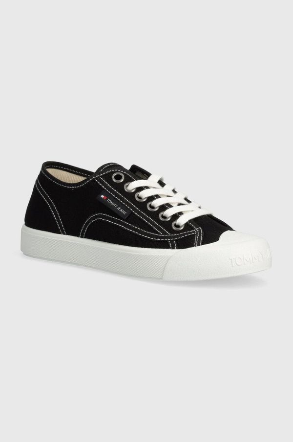 Tommy Jeans Tenisice Tommy Jeans TJW FOXING SNEAKER CANVAS za žene, boja: crna, EN0EN02588
