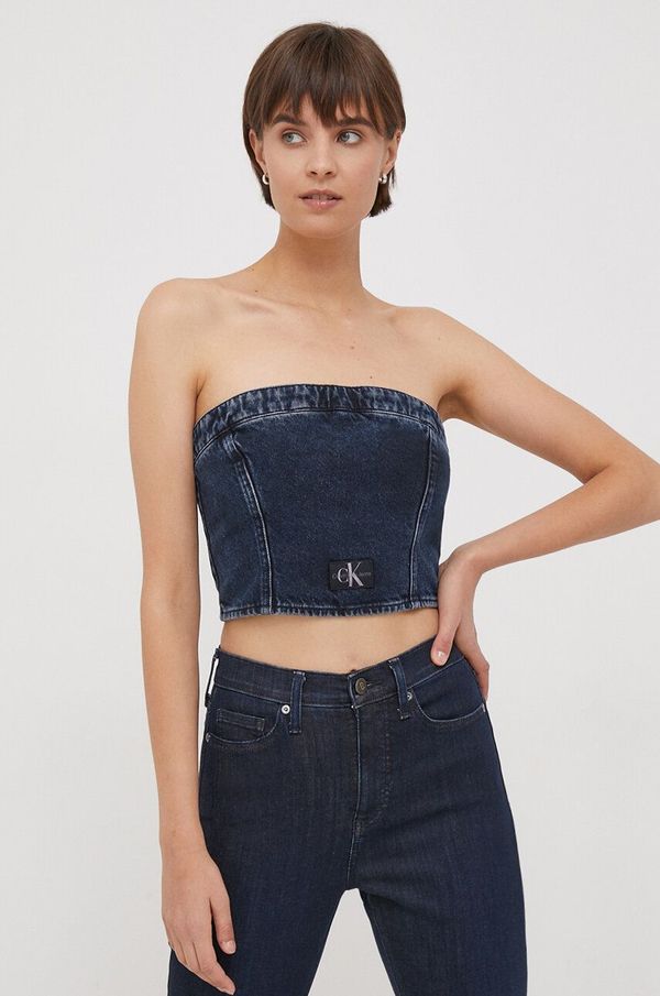 Calvin Klein Jeans Top od trapera Calvin Klein Jeans boja: tamno plava