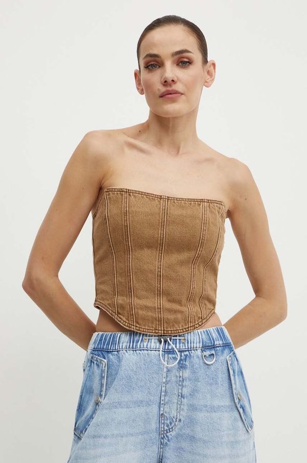 Miss Sixty Top od trapera Miss Sixty 6L2XJ1840000 XJ1840  DENIM STRAPLESS boja: bež, cold shoulder, 6L2XJ1840000