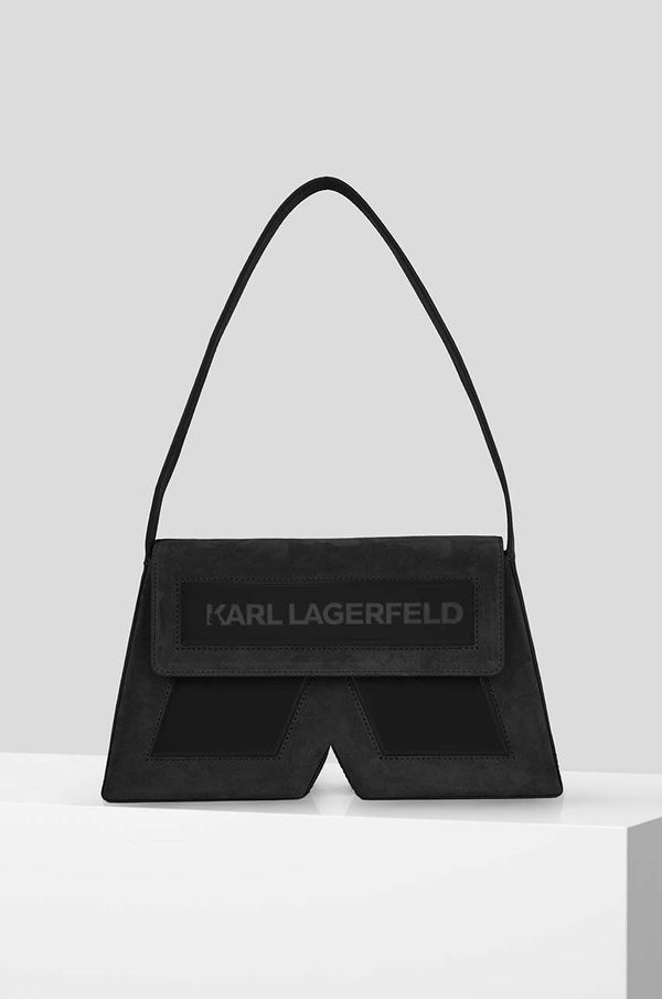 Karl Lagerfeld Torba od brušene kože Karl Lagerfeld boja: crna