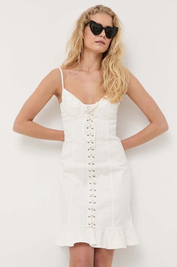 Guess Traper haljina Guess boja: bež, mini, uske