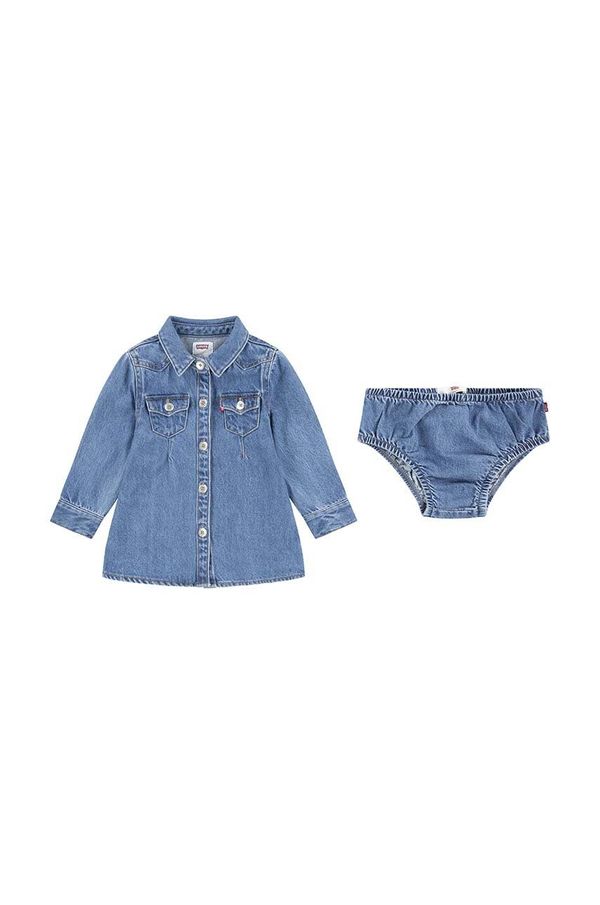 Levi's Traper haljina za bebe Levi's OUT WEST DENIM DRESS boja: tirkizna, mini, ravna, 1EK979