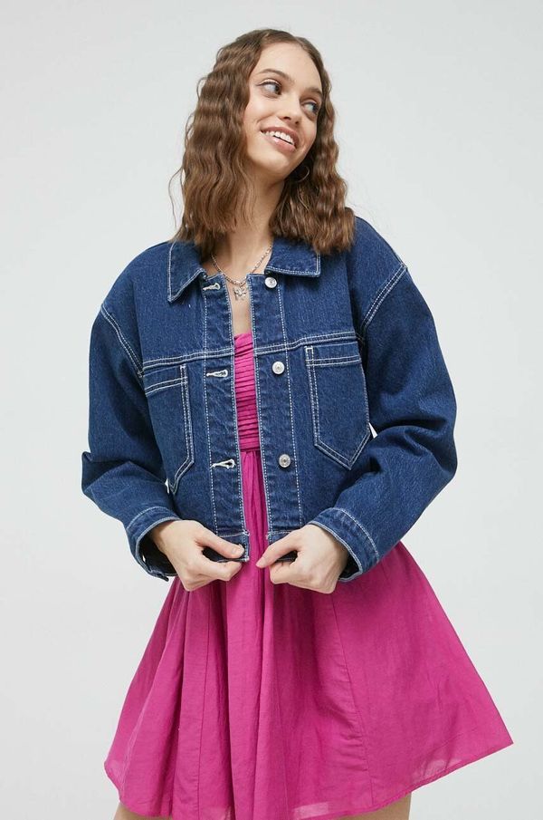 Abercrombie & Fitch Traper jakna Abercrombie & Fitch za žene, boja: tamno plava, za prijelazno razdoblje, oversize
