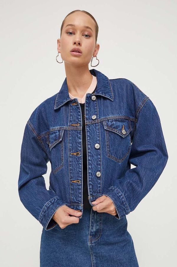Abercrombie & Fitch Traper jakna Abercrombie & Fitch za žene, boja: tamno plava, za prijelazno razdoblje, oversize
