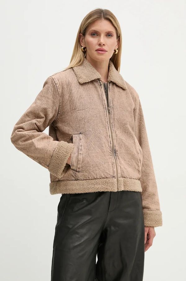 American Vintage Traper jakna American Vintage za žene, boja: bež, za prijelazno razdoblje, oversize, BLIN17AE24