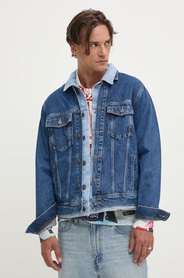 Desigual Traper jakna Desigual ILLINOIS za muškarce, boja: tamno plava, za prijelazno razdoblje, oversize, 24WMED05