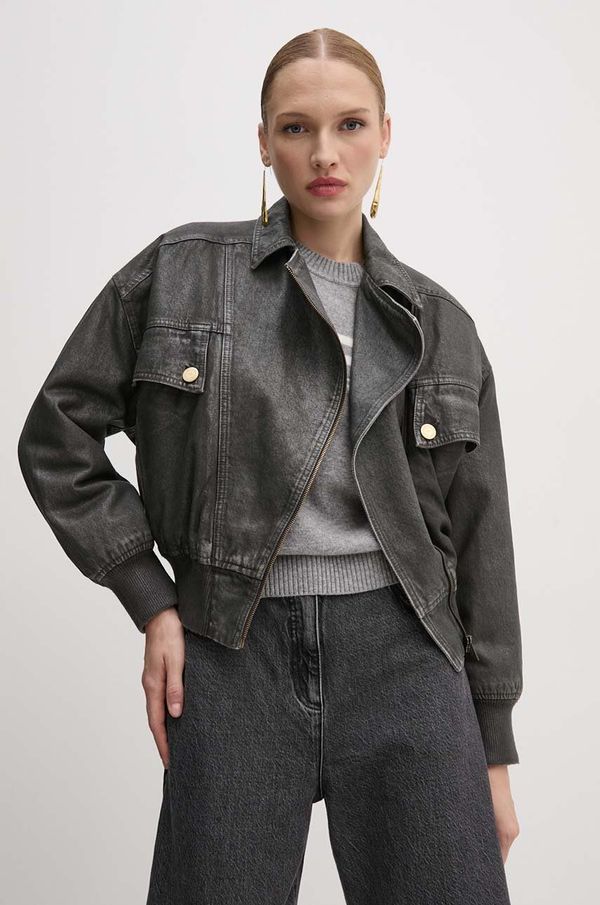 Elisabetta Franchi Traper jakna Elisabetta Franchi za žene, boja: siva, za zimu, oversize, BJ31I46E2