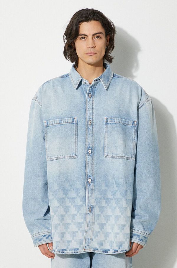 Marcelo Burlon Traper jakna Marcelo Burlon Laser Cross Dnm Overshirt za muškarce, za prijelazno razdoblje, oversize, CMYE01GF24DEN0014034