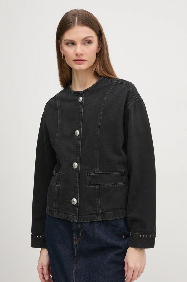 Pepe Jeans Traper jakna Pepe Jeans DAENA STUD za žene, boja: crna, za prijelazno razdoblje, oversize, PL402524