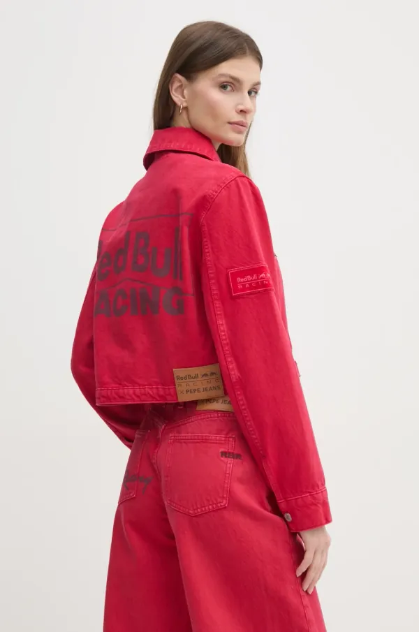 Red Bull Racing x Pepe Jeans Traper jakna Red Bull Racing x Pepe Jeans COACH JACKET za žene, boja: crvena, za prijelazno razdoblje, RL400015R40