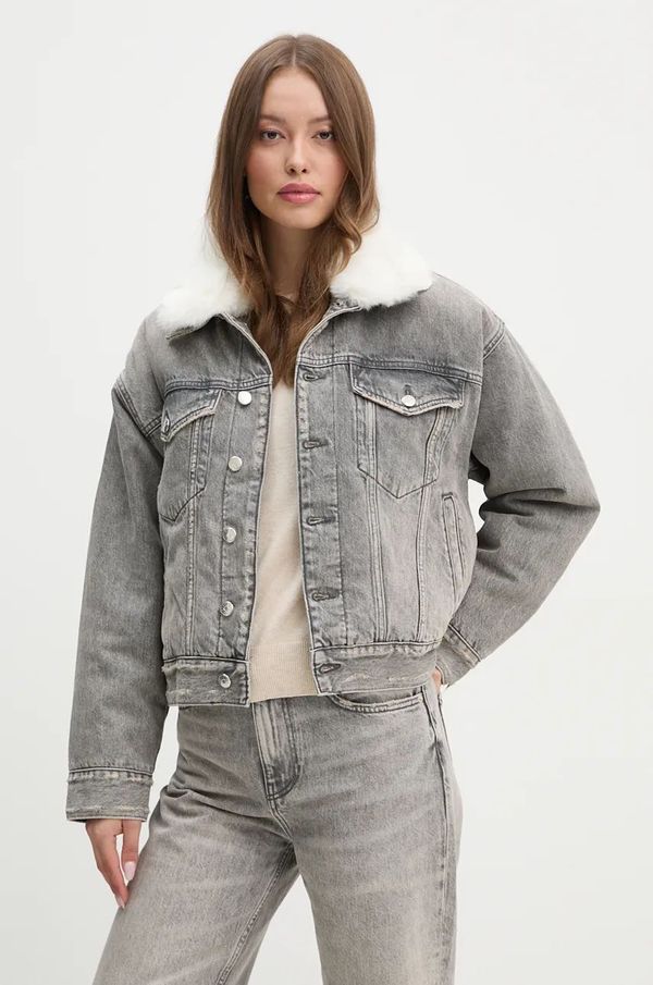 Sisley Traper jakna Sisley za žene, boja: siva, za prijelazno razdoblje, oversize, 2YRZLN04Y