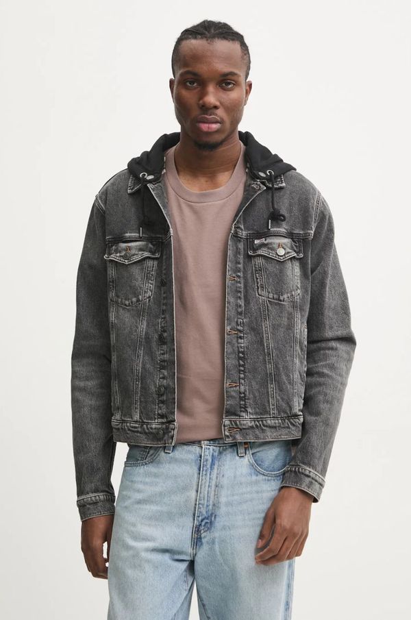 Tommy Jeans Traper jakna Tommy Jeans za muškarce, boja: siva, za prijelazno razdoblje, DM0DM20621