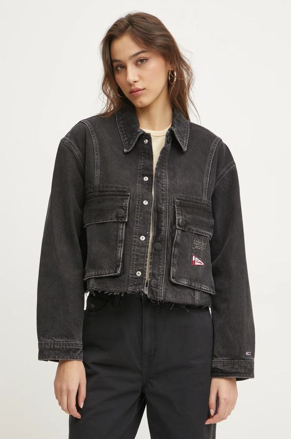 Tommy Jeans Traper jakna Tommy Jeans za žene, boja: crna, za prijelazno razdoblje, oversize, DW0DW20545