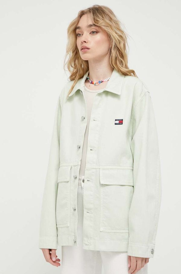 Tommy Jeans Traper jakna Tommy Jeans za žene, boja: zelena, za prijelazno razdoblje, oversize