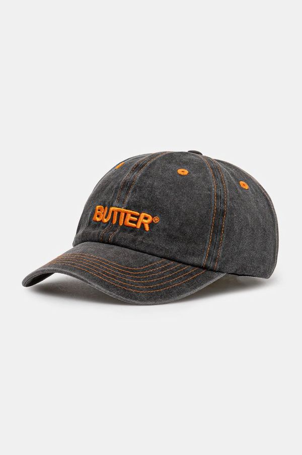 Butter Goods Traper kapa sa šiltom Butter Goods Rounded Logo 6 Panel Cap boja: crna, s aplikacijom, BG243807