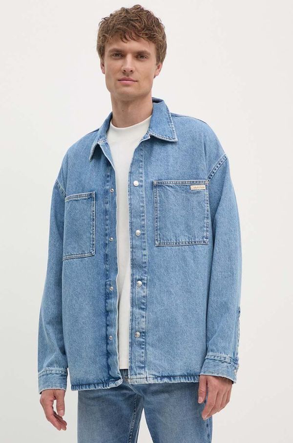 Calvin Klein Jeans Traper košulja Calvin Klein Jeans za muškarce, relaxed, s klasičnim ovratnikom, J30J326023