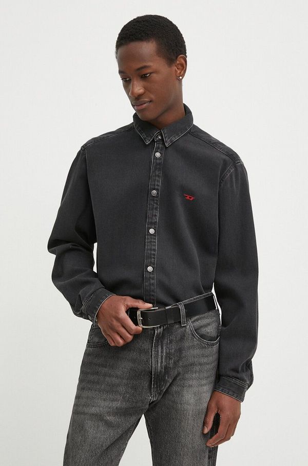Diesel Traper košulja Diesel D-SIMPLY CAMICIA za muškarce, boja: crna, regular, s klasičnim ovratnikom, A03534.068KE