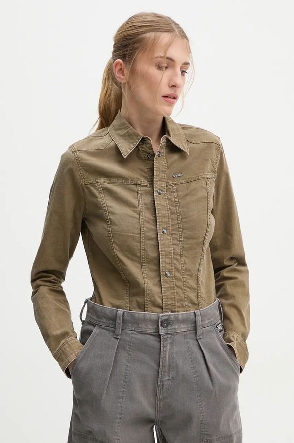 G-Star Raw Traper košulja G-Star Raw za žene, boja: zelena, regular, s klasičnim ovratnikom, D25243-D729