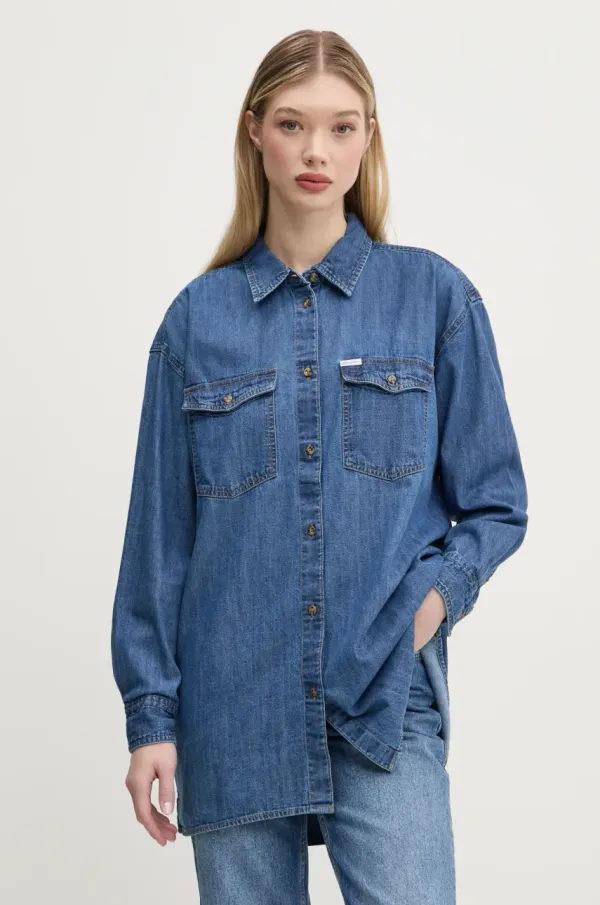 Guess Jeans Traper košulja Guess Jeans za žene, relaxed, s klasičnim ovratnikom, W5RH89 D5M84