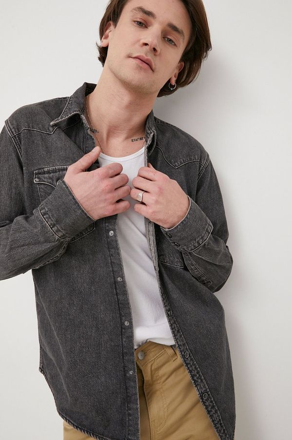 Levi's Traper košulja Levi's muška, boja: siva, regular, s klasičnim ovratnikom
