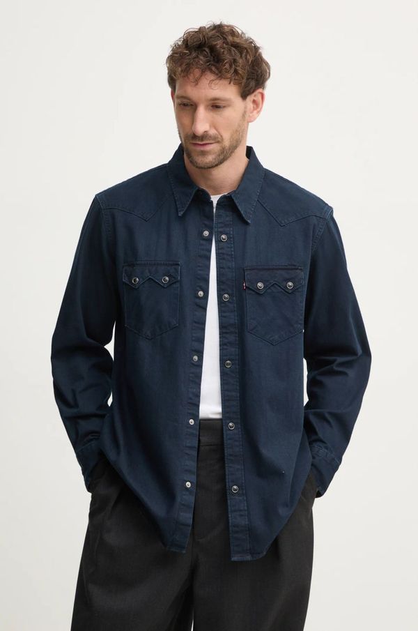 Levi's Traper košulja Levi's za muškarce, boja: tamno plava, relaxed, s klasičnim ovratnikom, A5751