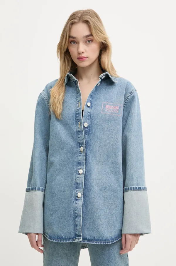 Moschino Jeans Traper košulja Moschino Jeans za žene, relaxed, s klasičnim ovratnikom, 0216 3217