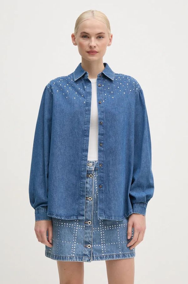 Pepe Jeans Traper košulja Pepe Jeans CHARLIE SPARKLE za žene, relaxed, s klasičnim ovratnikom, PL304962
