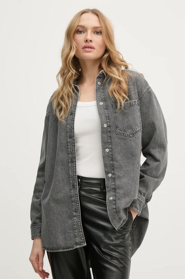 Pepe Jeans Traper košulja Pepe Jeans OVERSHIRT za žene, boja: siva, relaxed, s klasičnim ovratnikom, PL304963UM9