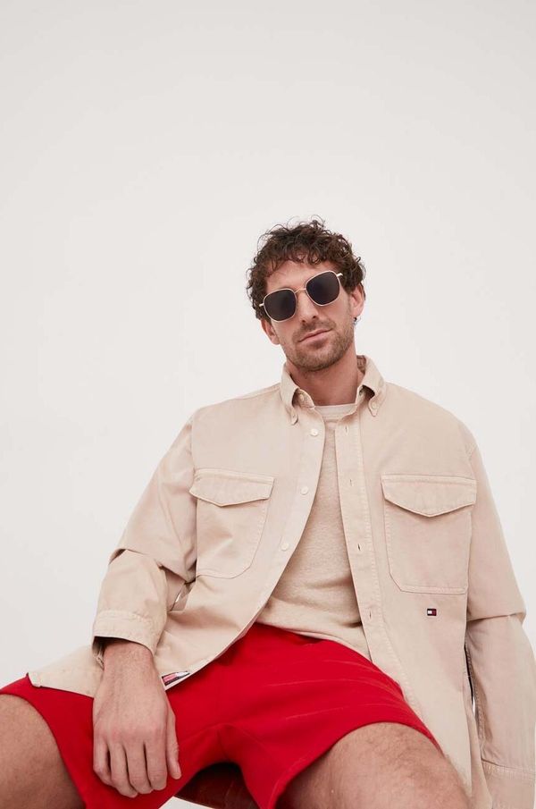 Tommy Hilfiger Traper košulja Tommy Hilfiger x Shawn Mendes za muškarce, boja: bež, relaxed, o button-down ovratnikom
