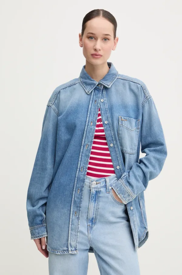 Tommy Jeans Traper košulja Tommy Jeans za žene, relaxed, s klasičnim ovratnikom, DW0DW19855