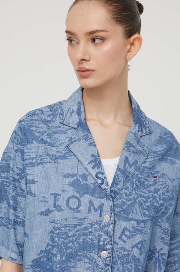 Tommy Jeans Traper košulja Tommy Jeans za žene, relaxed, s klasičnim ovratnikom